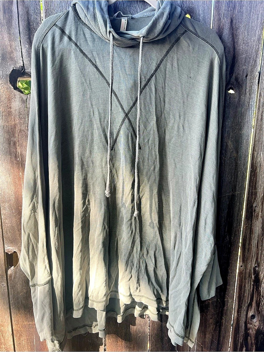 Free People Hooded Long Sleeve Top in Gray